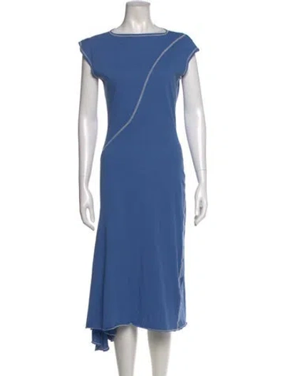 Pre-owned Bassike Scoop Neck Midi Length Dress In Blue