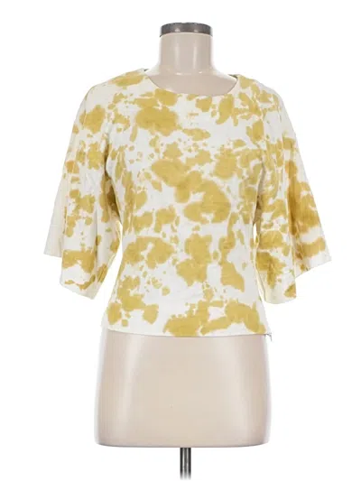 Pre-owned Bassike Short Sleeve Blouse In Yellow