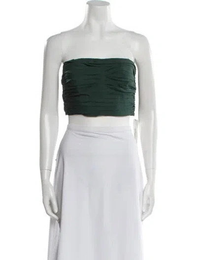 Pre-owned Bassike Strapless Crop Top In Green