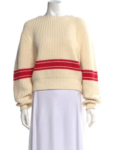 Pre-owned Bassike Striped Crew Neck Sweater In Neutrals