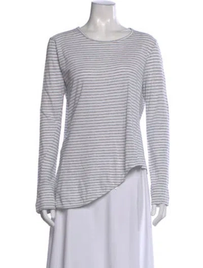 Pre-owned Bassike Striped Crew Neck T-shirt In Gray