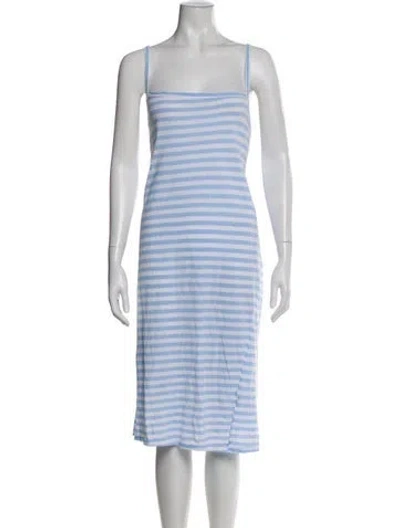 Pre-owned Bassike Striped Knee-length Dress In Blue