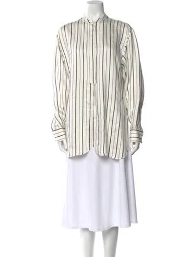 Pre-owned Bassike Striped Mock Neck Tunic In White