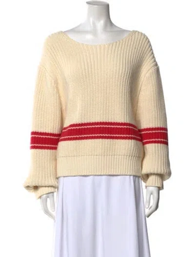 Pre-owned Bassike Striped Scoop Neck Sweater In Neutral