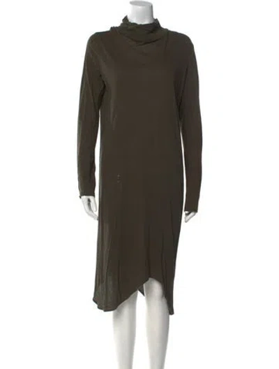 Pre-owned Bassike Turtleneck Midi Length Dress In Green
