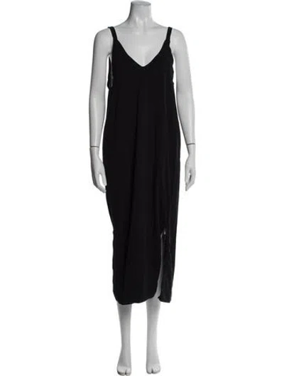 Pre-owned Bassike V-neck Long Dress In Black