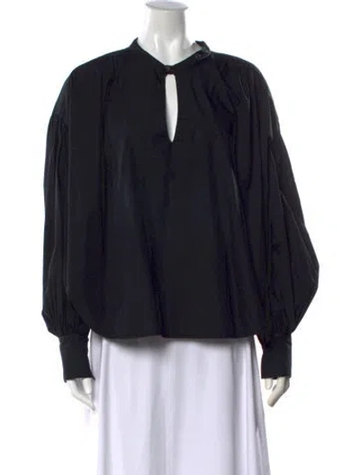 Pre-owned Bassike V-neck Long Sleeve Top In Black