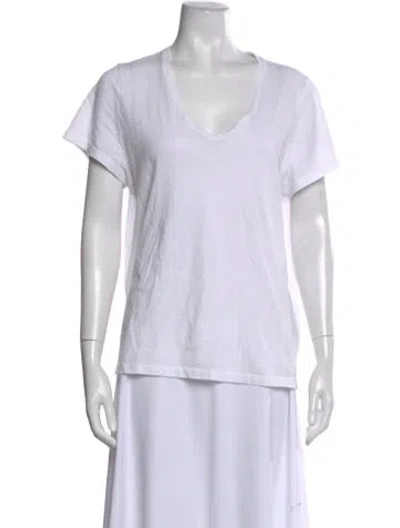 Pre-owned Bassike V-neck Short Sleeve T-shirt In White