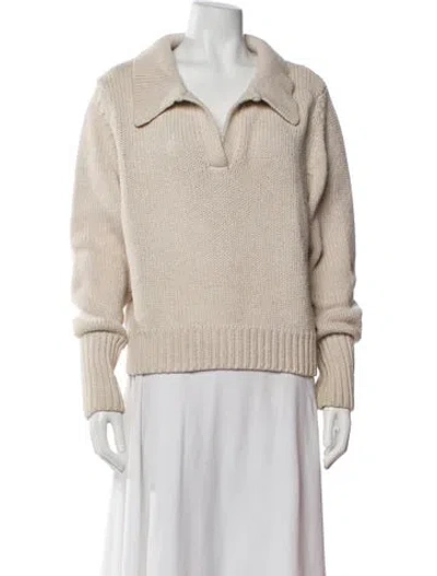 Pre-owned Bassike V-neck Sweater In Neutral
