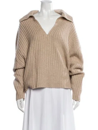 Pre-owned Bassike Wool V-neck Sweater In Neutral