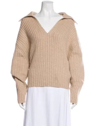 Pre-owned Bassike Wool V-neck Sweater In Neutral