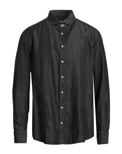 Bastoncino Man Denim Shirt Black Size 17 ½ Cotton