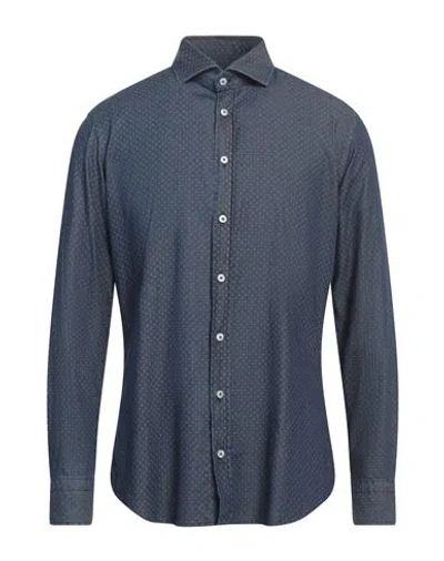 Bastoncino Man Denim Shirt Blue Size 17 ½ Cotton