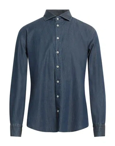 Bastoncino Man Denim Shirt Blue Size 17 ½ Cotton