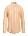 Bastoncino Man Shirt Apricot Size 17 Linen In Orange