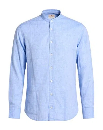 Bastoncino Man Shirt Azure Size 15 ½ Linen, Cotton In Blue