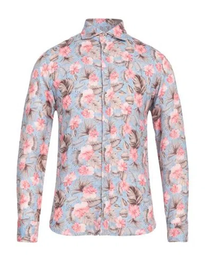 Bastoncino Man Shirt Azure Size 16 ½ Linen In Multi