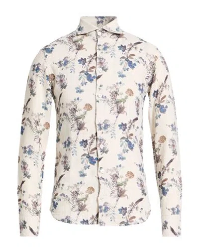 Bastoncino Man Shirt Beige Size 15 Linen In Multi