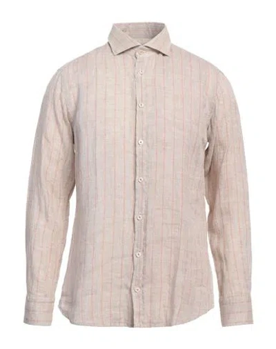 Bastoncino Man Shirt Beige Size 17 Linen In Sand