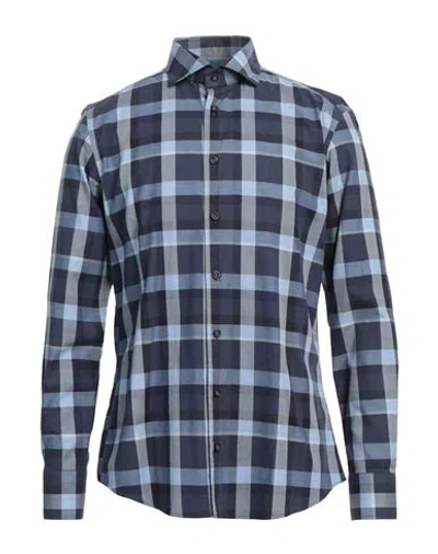 Bastoncino Man Shirt Blue Size 16 Cotton