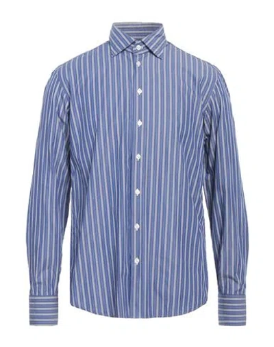 Bastoncino Man Shirt Blue Size 16 Cotton