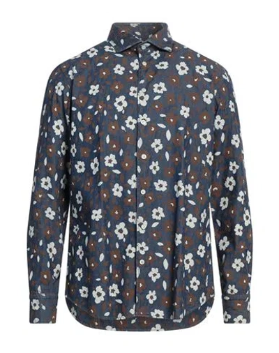 Bastoncino Man Shirt Blue Size 17 Cotton
