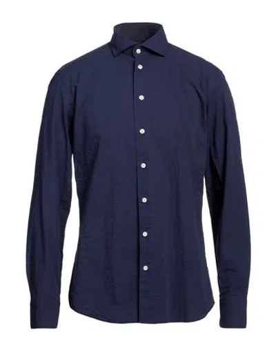 Bastoncino Man Shirt Blue Size 17 Cotton