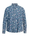 Bastoncino Man Shirt Blue Size 16 Cotton In Blue