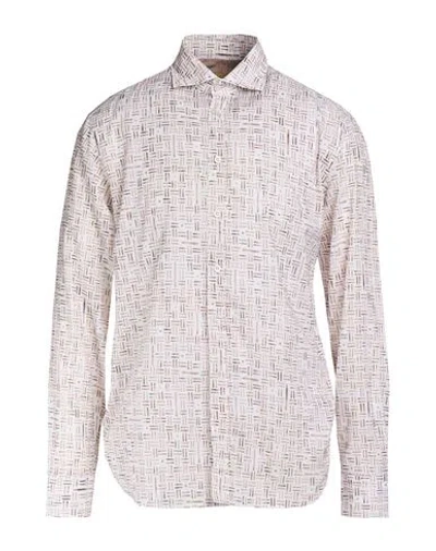 Bastoncino Man Shirt Brown Size 15 ½ Linen, Cotton