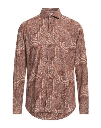 Bastoncino Man Shirt Brown Size 16 ½ Cotton