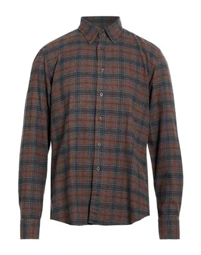 Bastoncino Man Shirt Brown Size 16 Cotton