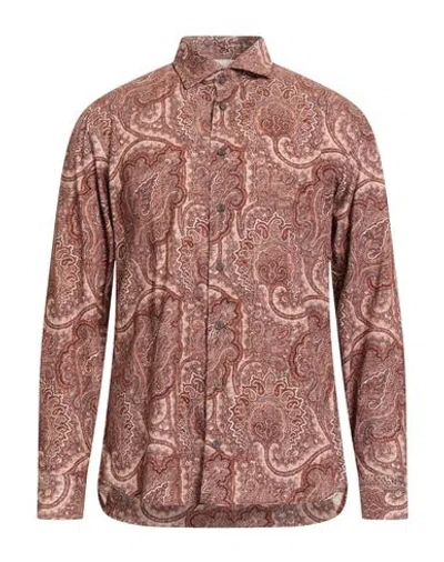 Bastoncino Man Shirt Brown Size 17 ½ Cotton