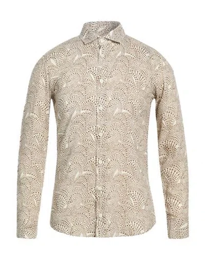 Bastoncino Man Shirt Brown Size 17 ½ Viscose, Linen In Neutral