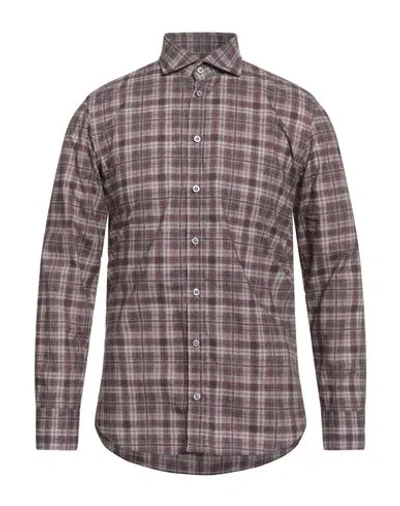 Bastoncino Man Shirt Burgundy Size 16 ½ Cotton