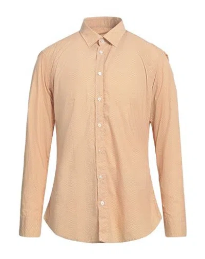 Bastoncino Man Shirt Camel Size 16 Cotton In Beige
