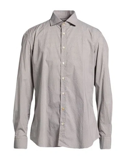 Bastoncino Man Shirt Chocolate Brown Size 17 ½ Cotton In Gray