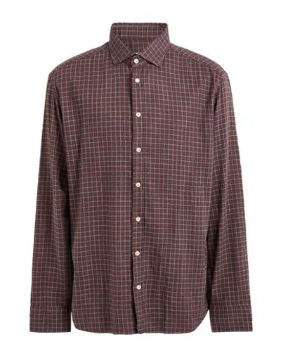 Bastoncino Man Shirt Chocolate Brown Size 17 ½ Cotton In Red