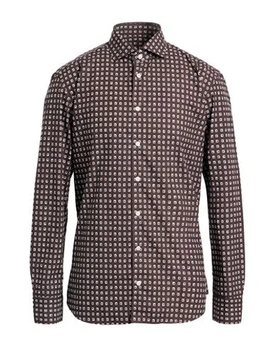 Bastoncino Man Shirt Dark Brown Size 17 Cotton