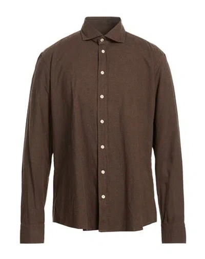 Bastoncino Man Shirt Dark Brown Size 17 Cotton