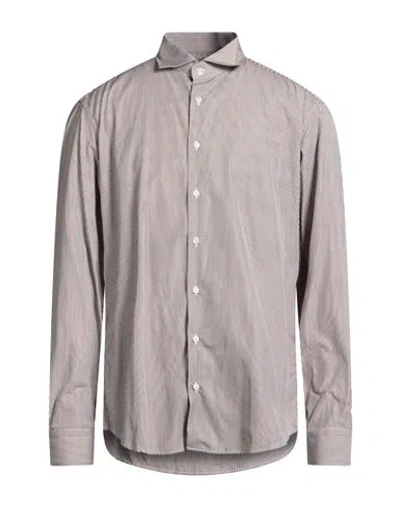 Bastoncino Man Shirt Dark Brown Size 17 ¾ Cotton, Elastane In Gray