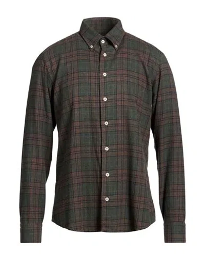 Bastoncino Man Shirt Dark Green Size 16 Cotton In Brown