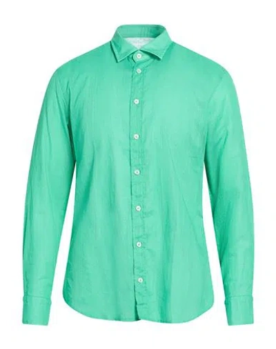 Bastoncino Man Shirt Emerald Green Size 16 Linen