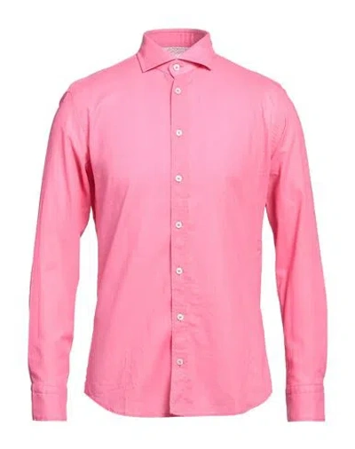 Bastoncino Man Shirt Fuchsia Size 15 ½ Cotton In Pink