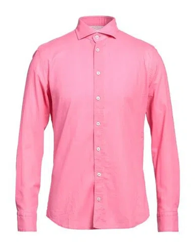 Bastoncino Man Shirt Fuchsia Size 16 Cotton In Pink