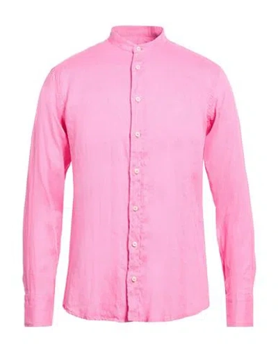 Bastoncino Man Shirt Fuchsia Size 16 ½ Linen In Multi