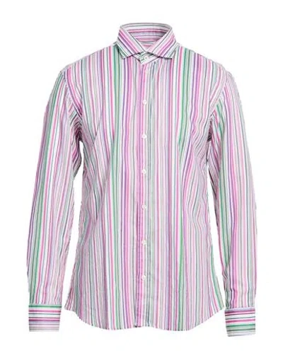 Bastoncino Man Shirt Fuchsia Size 17 ½ Linen, Cotton In Pink