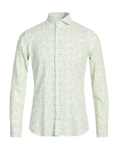 Bastoncino Man Shirt Green Size 15 ¾ Linen, Cotton In White
