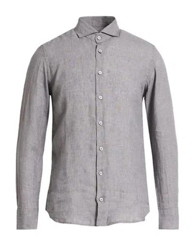 Bastoncino Man Shirt Grey Size 17 ½ Linen In Gray