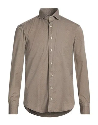 Bastoncino Man Shirt Khaki Size 15 Cotton In Brown