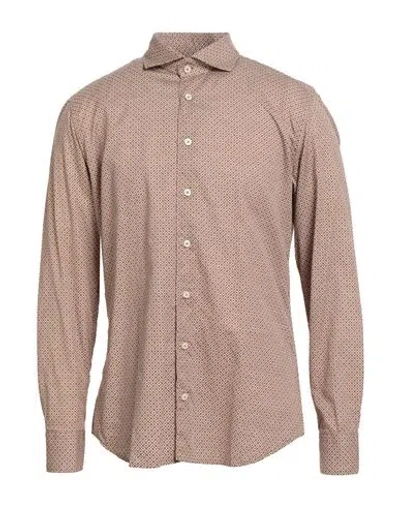 Bastoncino Man Shirt Khaki Size 16 Cotton In Brown